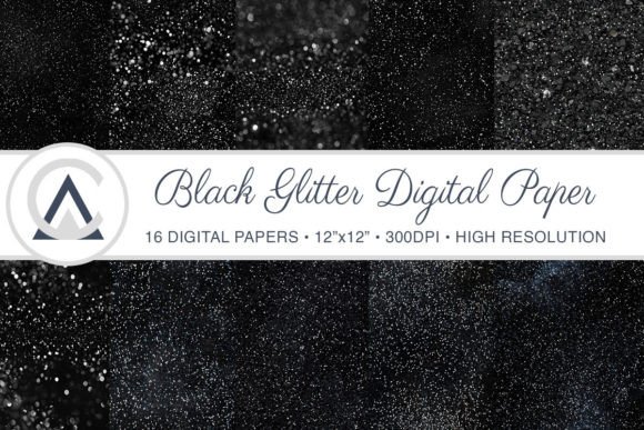 Elevate Your Projects with Seamless Black Glitter Digital Paper Backgrounds