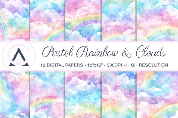 Elevate Your Projects with Seamless Pastel Rainbow Sky Backgrounds