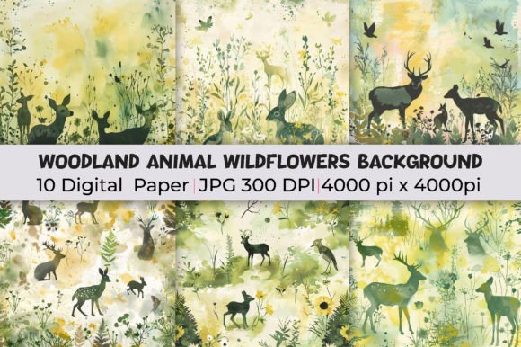 Enchanting Woodland Animal Wildflower Backgrounds for Designers