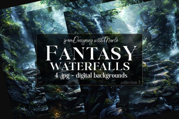 Fantasy Waterfalls Backgrounds: A Dreamy Design Asset
