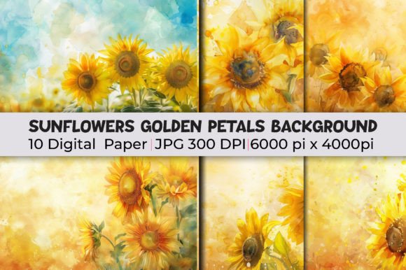 Sunflowers Golden Petals Backgrounds for Vibrant Designs