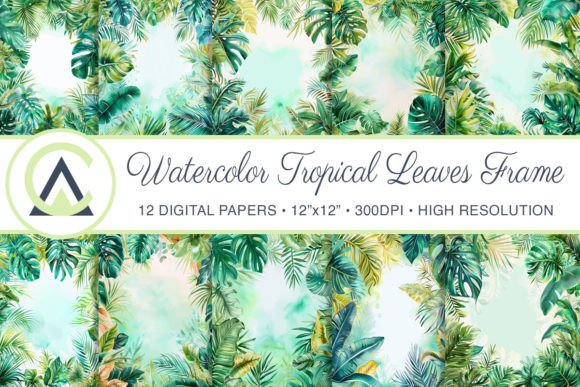 Watercolor Tropical Leaves Backgrounds for Creative Projects