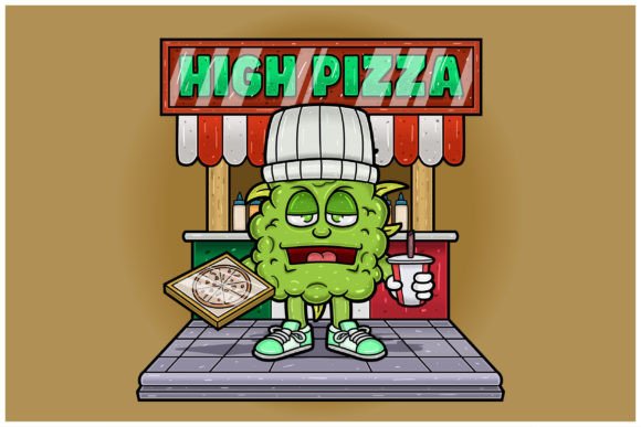 Weedbud Holding Pizza: A Vector Mascot for Your Brand